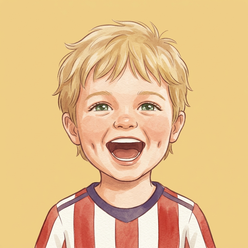 Cartoon portrait of Leo, age 4